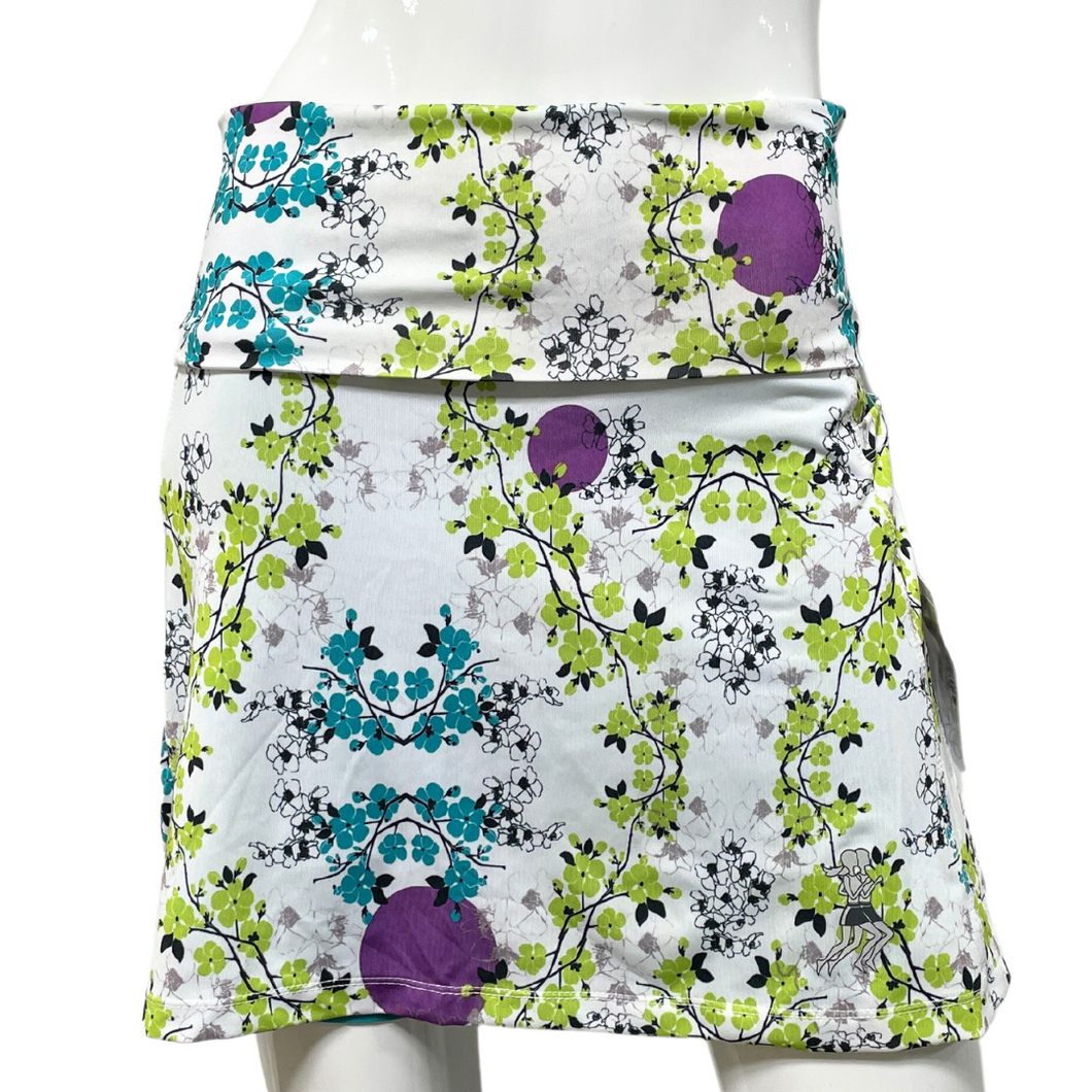 Blue Blossom Athletic Skirt Wide Waistband