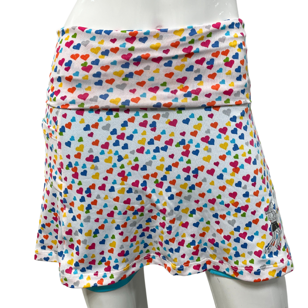 Sparkle Hearts Athletic Skirt Wide Waistband