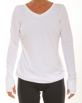 long sleeve vneck white