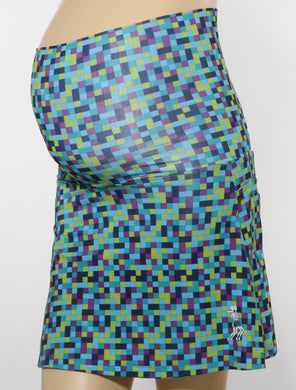 blue pixel maternity skirt