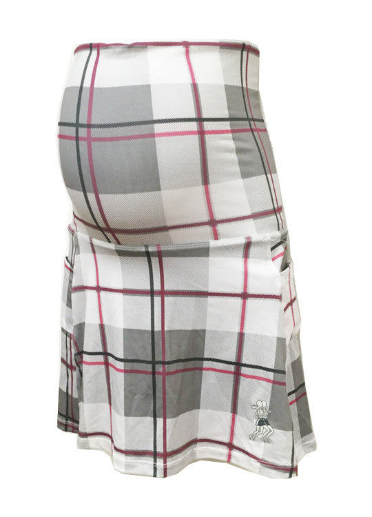 pink plaid maternity running skirt