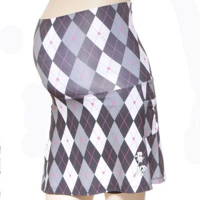 maternity athletic skirt preppy black argyle