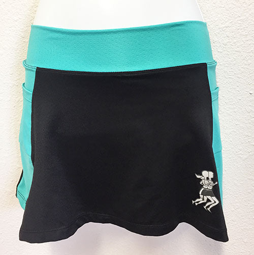 Black Turquoise Running Skirt