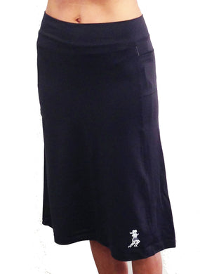 black knee length running skirt