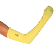 yellow arm warmers with mitt