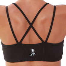 black strappy sports bra back