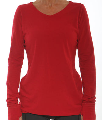 vneck long sleeve red