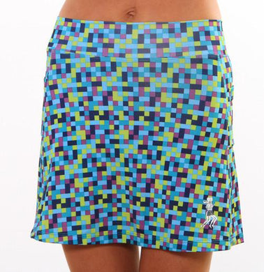 Blue Pixel Athletic Skirt Wide Waistband