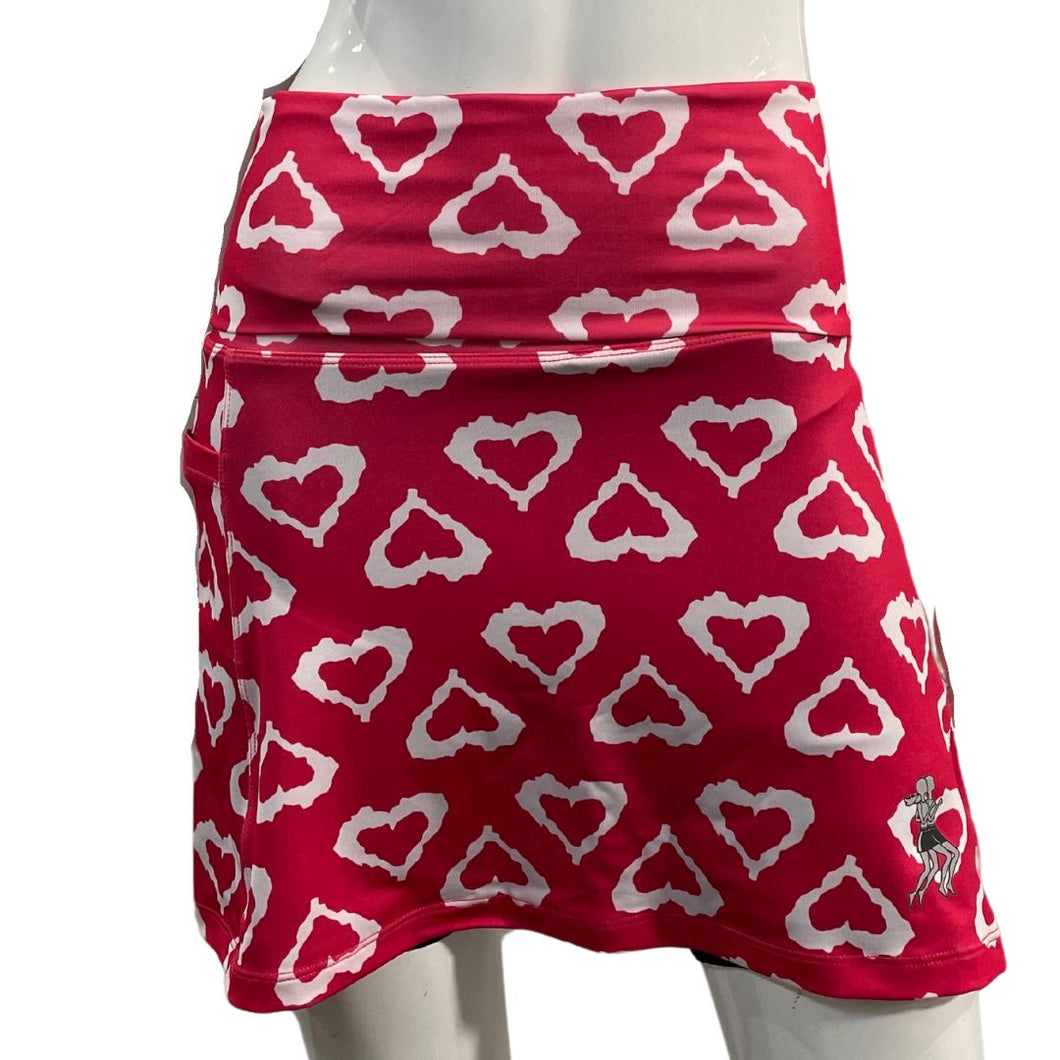 Watermelon Hearts Athletic Skirt Wide Waistband