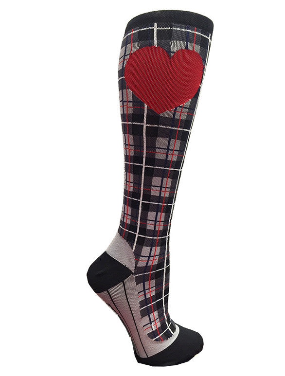 Black & Red Plaid RunLove Compression Socks