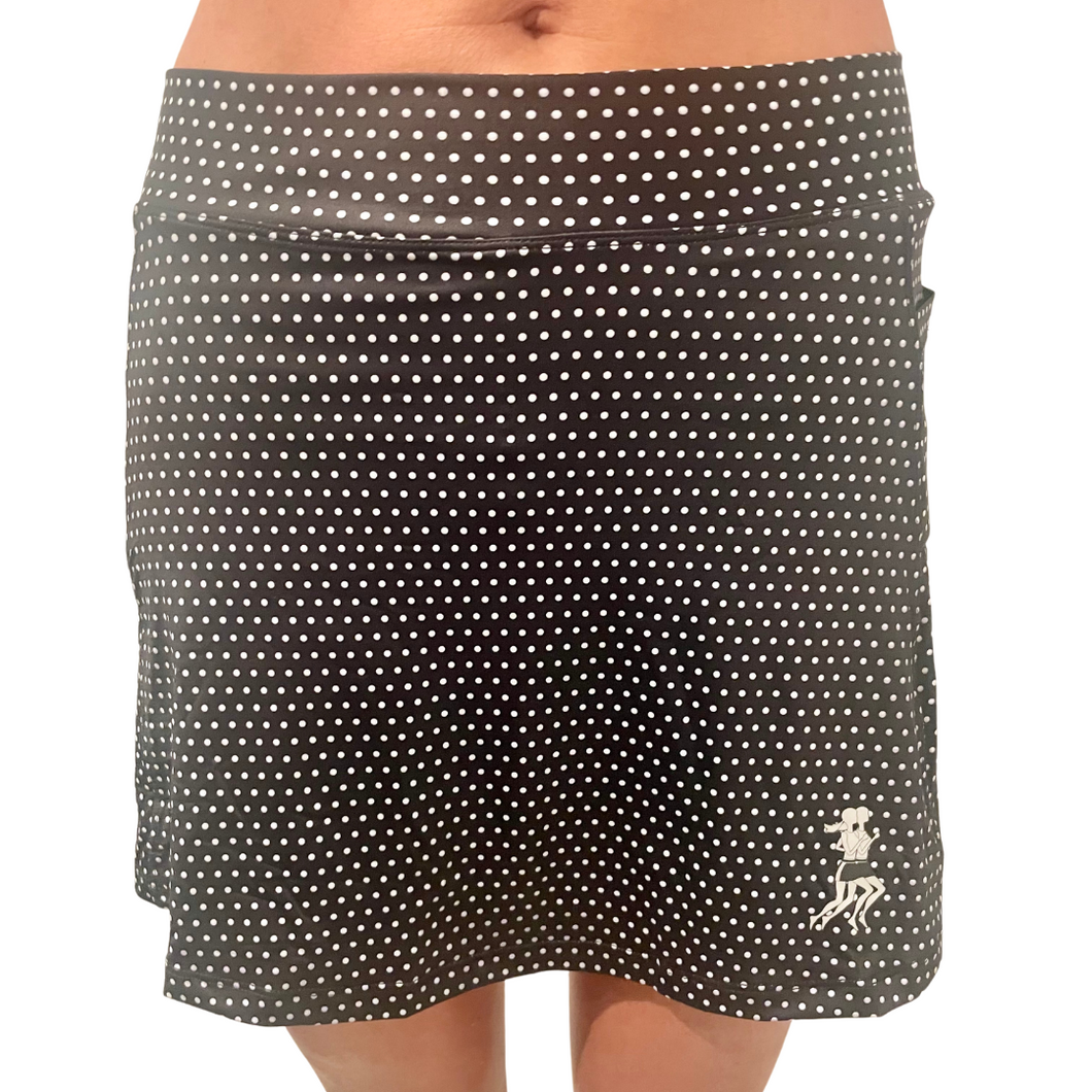 Black & White Polkadot Athletic Skirt – RunningSkirts