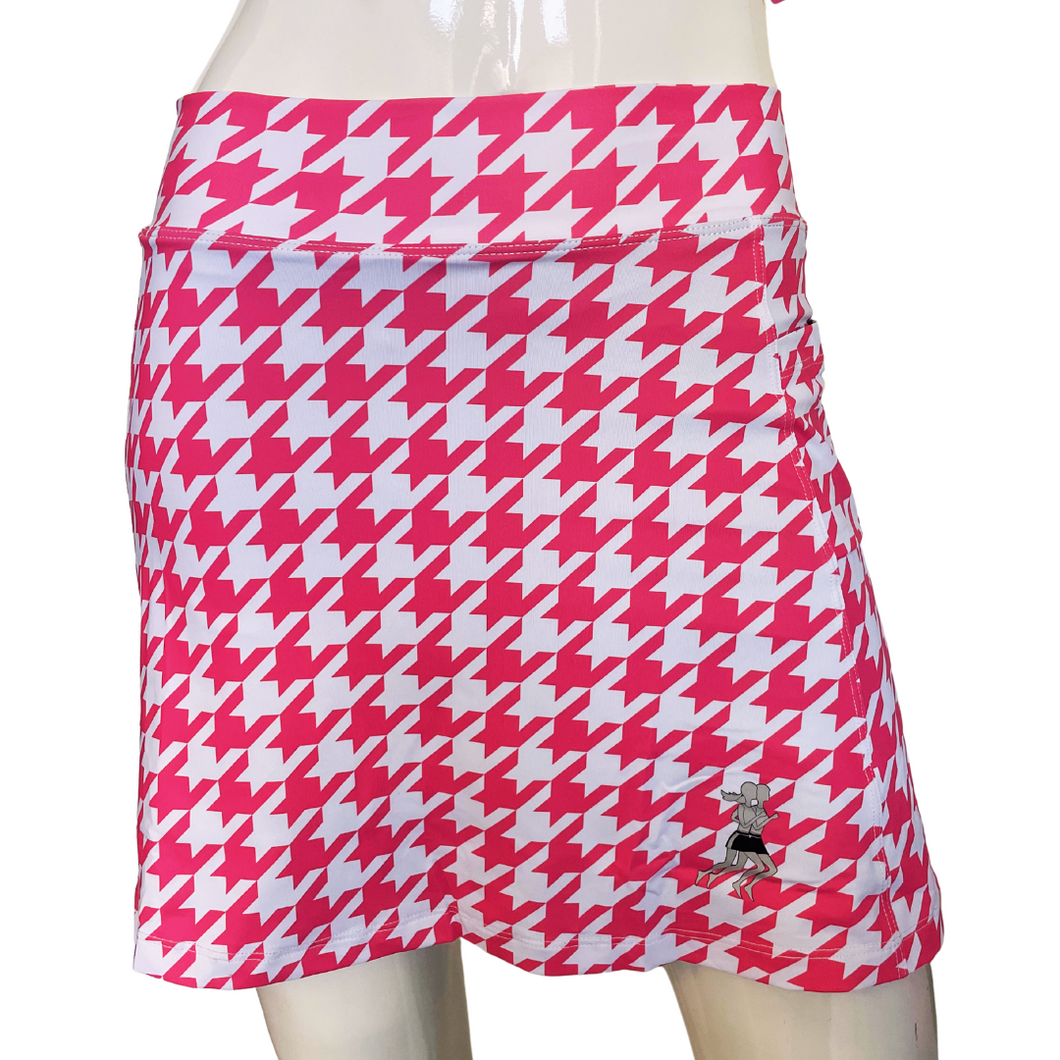 Bubblegum Pink Houndstooth Athletic Skirt