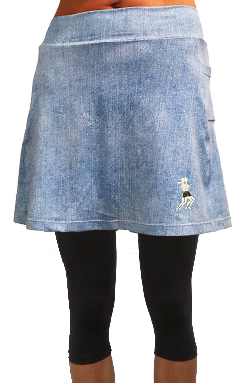 Faded Denim Capri Skirt