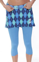 blue arglye capri skirt drawstring