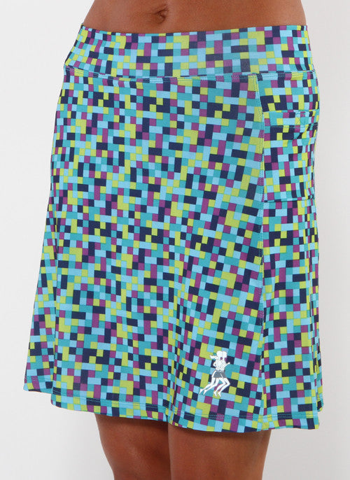 blue pixel golf skirt