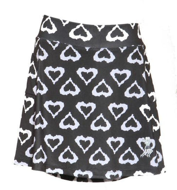 Black and White Hearts Mini Athletic Skirt (girls size 6-10)