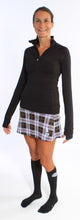 preppy plaid athletic skirt black half zip