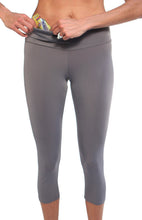 gray running capri waistband pocket