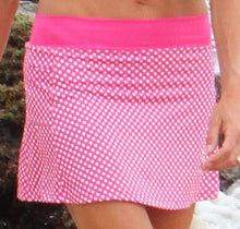 pink and white polka dot running skirt