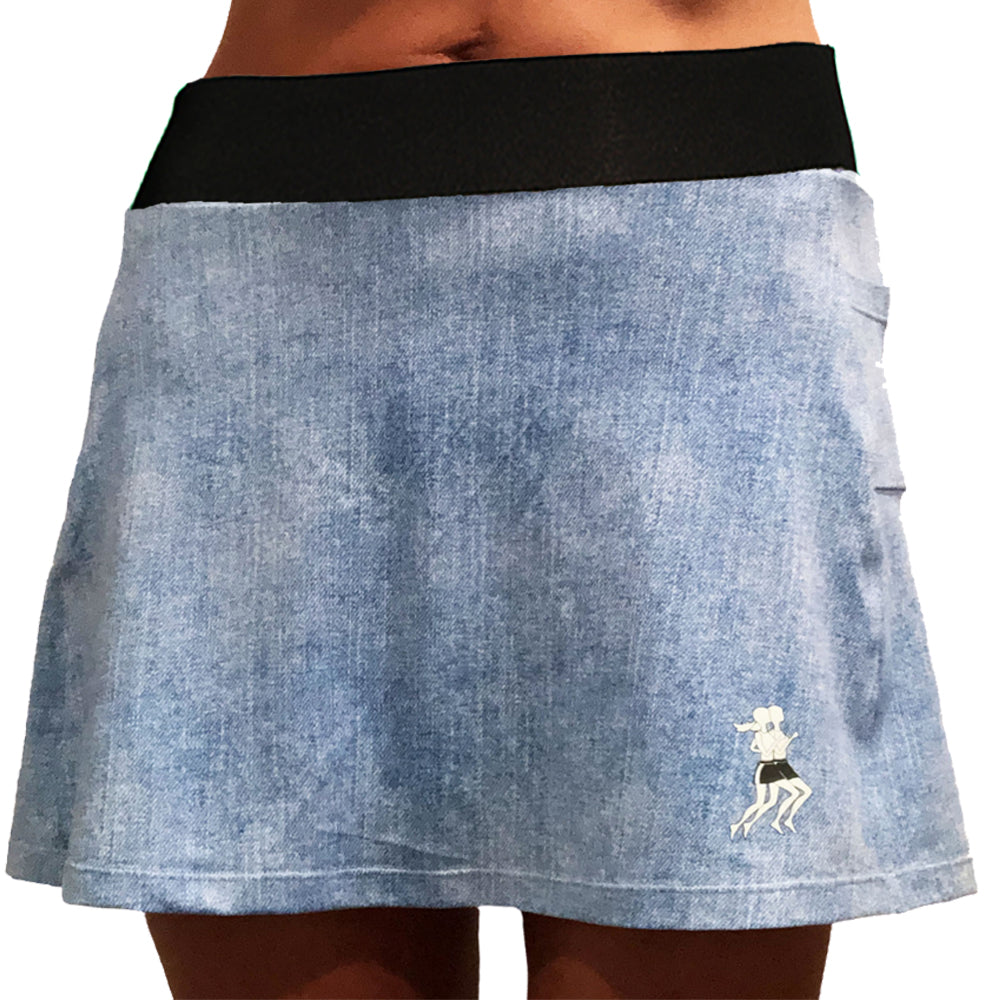 Faded Denim Running Skirt