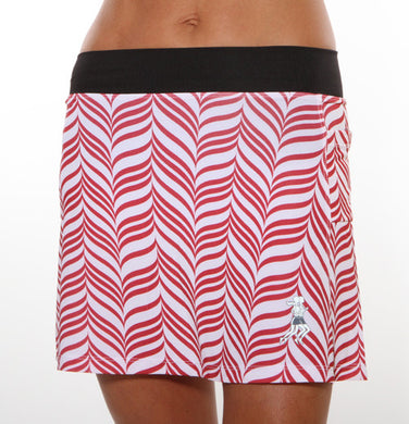 red candy stripe running skirt