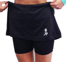 black knee length fitness skirt compression shorts