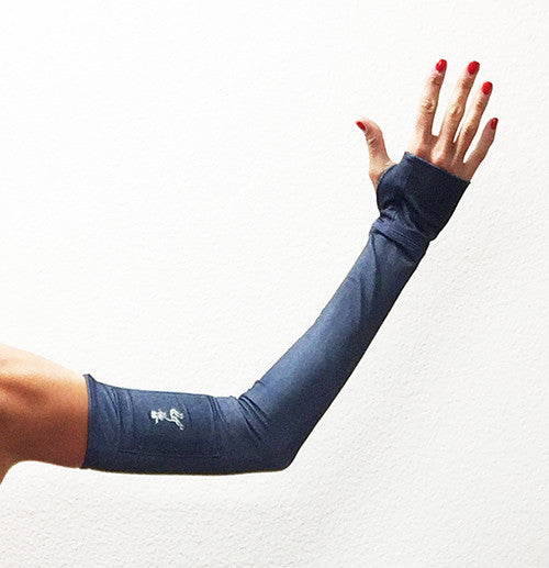 new denim print arm warmers