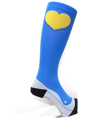 runlove boston blue and gold compression socks