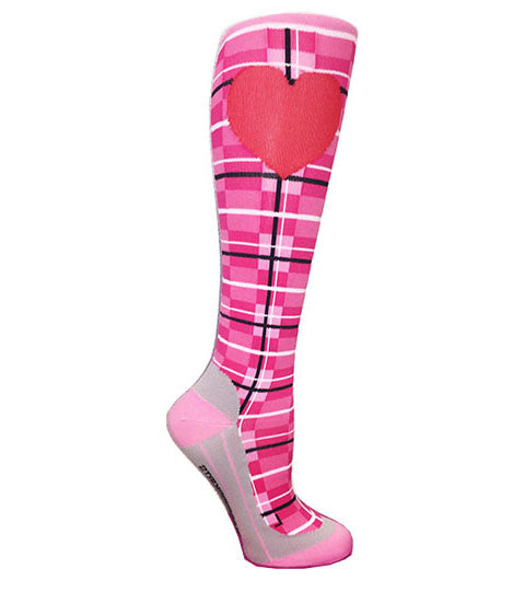 Pink Plaid Run Love® Compression Socks