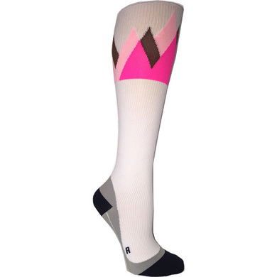 white and pink summit compression socks