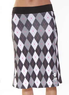 black argyle kosher running skirt