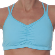 azure strappy sports bra