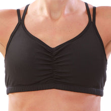 black strappy sports bra