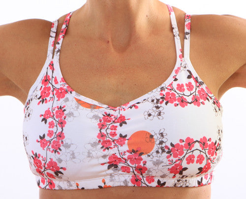 cerise blossom strappy sports bra