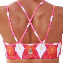 strappy bra top preppy pink argyle back