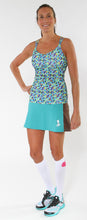blue pixel strappy tank turquoise chocolate skirt